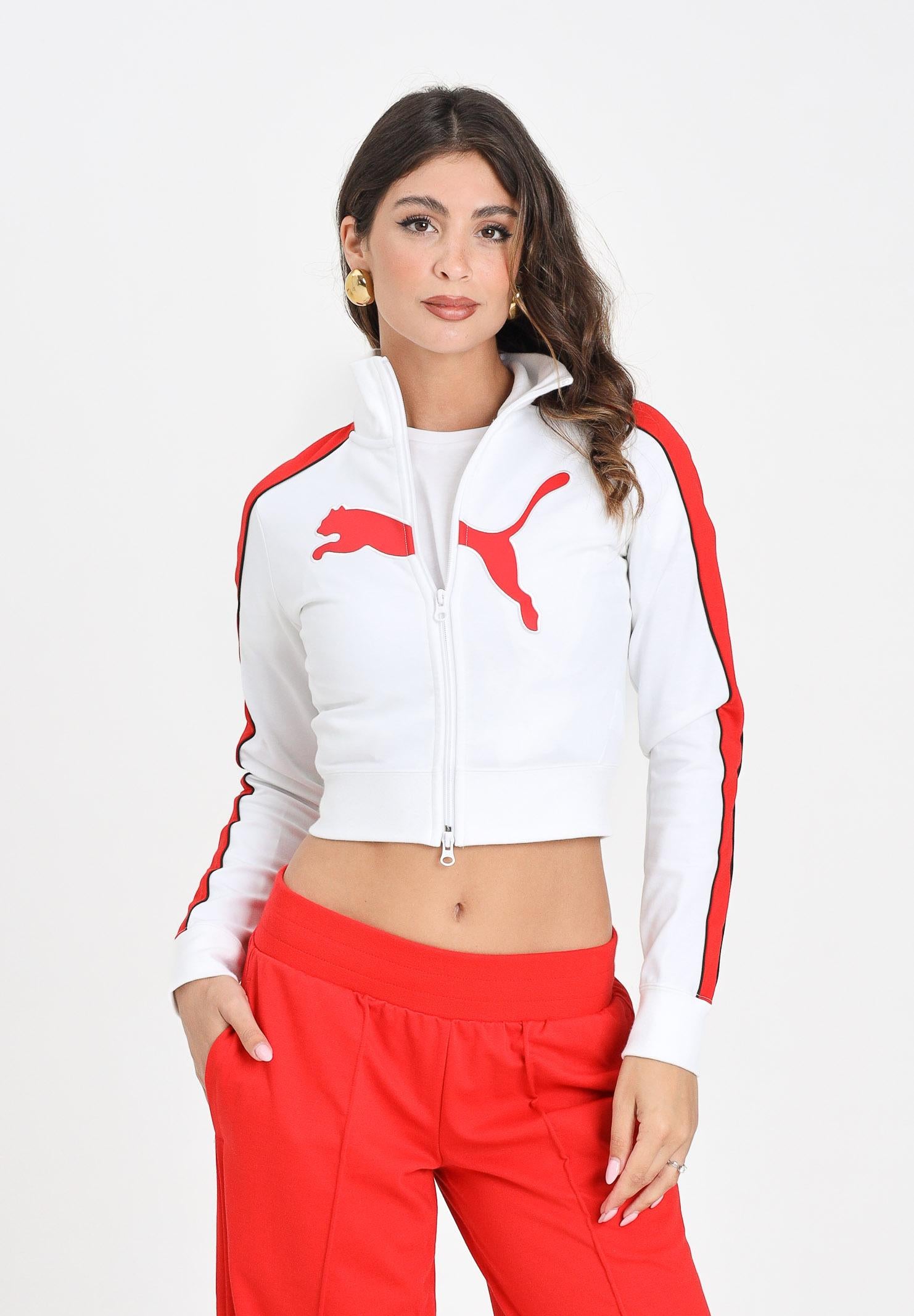 PUMA Felpa con zip FUTURE.PUMA.ARCHIVE T7 bianca e rossa da donna 632123 02 PUMA 