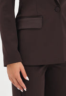 VICOLO Giacca marrone da donna con inserti in raso TF0304 FU69 VICOLO 