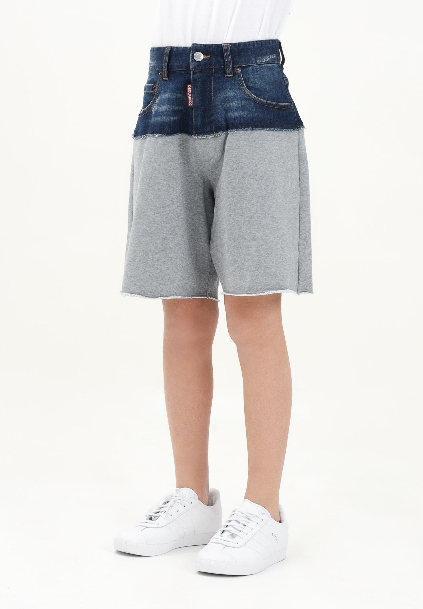 Bermuda in pile grigio e in denim per donna, ragazzi e bambini DQ2769D0ACI DQ937 DSQUARED2 