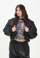 ADIDAS ORIGINALS Bomber Pleather Bomber Synthetic Down nero da donna JX5332 . ADIDAS ORIGINALS 