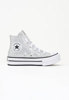 CONVERSE Sneakers Chuck Taylor All Star Lift Platform Disco Glitter argento da bambina A17658C  CONVERSE 