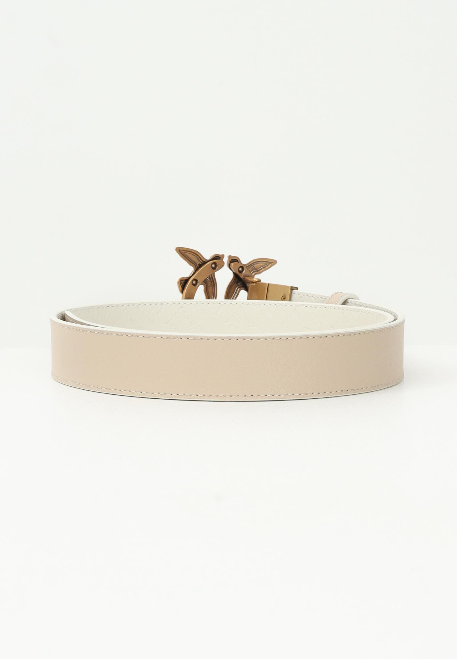 Cintura double face panna e beige da donna con fibbia Love Birds 100125A1Z6 CCOQ PINKO 