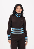 ADIDAS ORIGINALS Felpa con zip Vintage TT marrone e azzurra da donna KW2084 . ADIDAS ORIGINALS 
