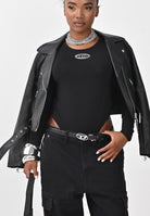 DIESEL Body a manica lunga nero per donna e ragazze con logo Oval D J024330AFAA K900 DIESEL 