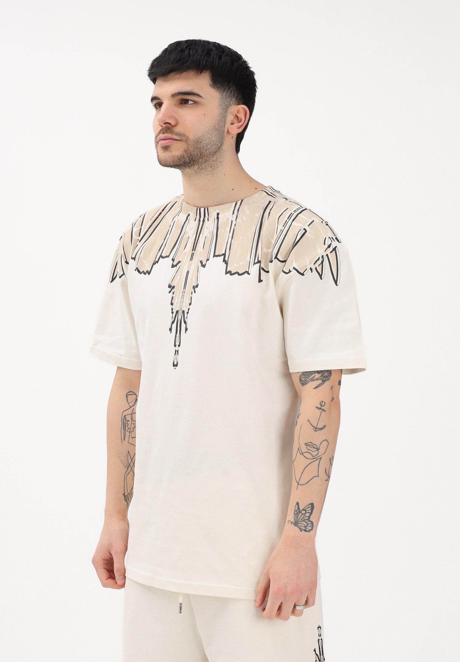 MARCELO BURLON COUNTY OF MILAN T-shirt a manica corta panna da uomo con stampa S6CMMATH021 412 MARCELO BURLON COUNTY OF MILAN 