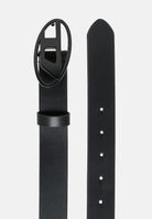 DIESEL Cintura nera per uomo e donna arricchita da fibbia con logo Oval J02595KXBLR K900 DIESEL 
