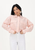 LACOSTE Camicia a manica lunga bianca e salmone da donna a righe in seersucker<BR/> BF1036 RNI LACOSTE 