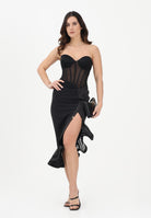 ELISABETTA FRANCHI Gonna midi nera da donna con balza<BR/> GO18062E2 110 ELISABETTA FRANCHI 