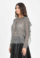 ELISABETTA FRANCHI Blusa nera da donna caratterizzata da stampa effetto pitonato CA12757E2 110 ELISABETTA FRANCHI 