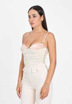 ELISABETTA FRANCHI Body panna da donna con drappeggi BO00456E2 DZ9 ELISABETTA FRANCHI 