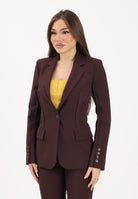 ELISABETTA FRANCHI Giacca monopetto cacao da donna con motivi a taglio vivo GI21661E2 644 ELISABETTA FRANCHI 