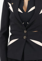 ELISABETTA FRANCHI Giacca monopetto nera e burro da donna con cut-out bicolore GI19861E2 685 ELISABETTA FRANCHI 