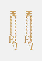 ELISABETTA FRANCHI Orecchini oro da donna con catena pendente e logo<BR/> OR17A56E2 U95 ELISABETTA FRANCHI 