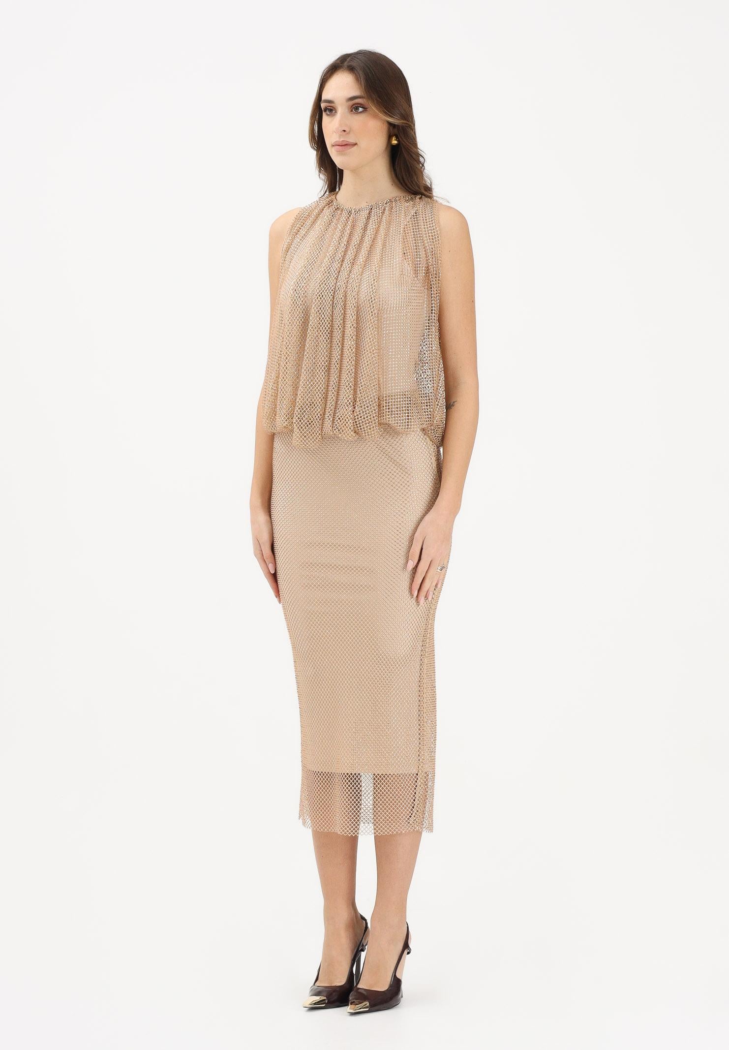SPORTMAX Abito midi SPXPAPPA oro da donna in rete con strass 2612621071600 003 SPORTMAX 