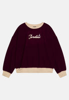 Felpa girocollo ENCHANTMENT COZY CREW bordeaux e beige da bambina 45D519 P3D JORDAN 