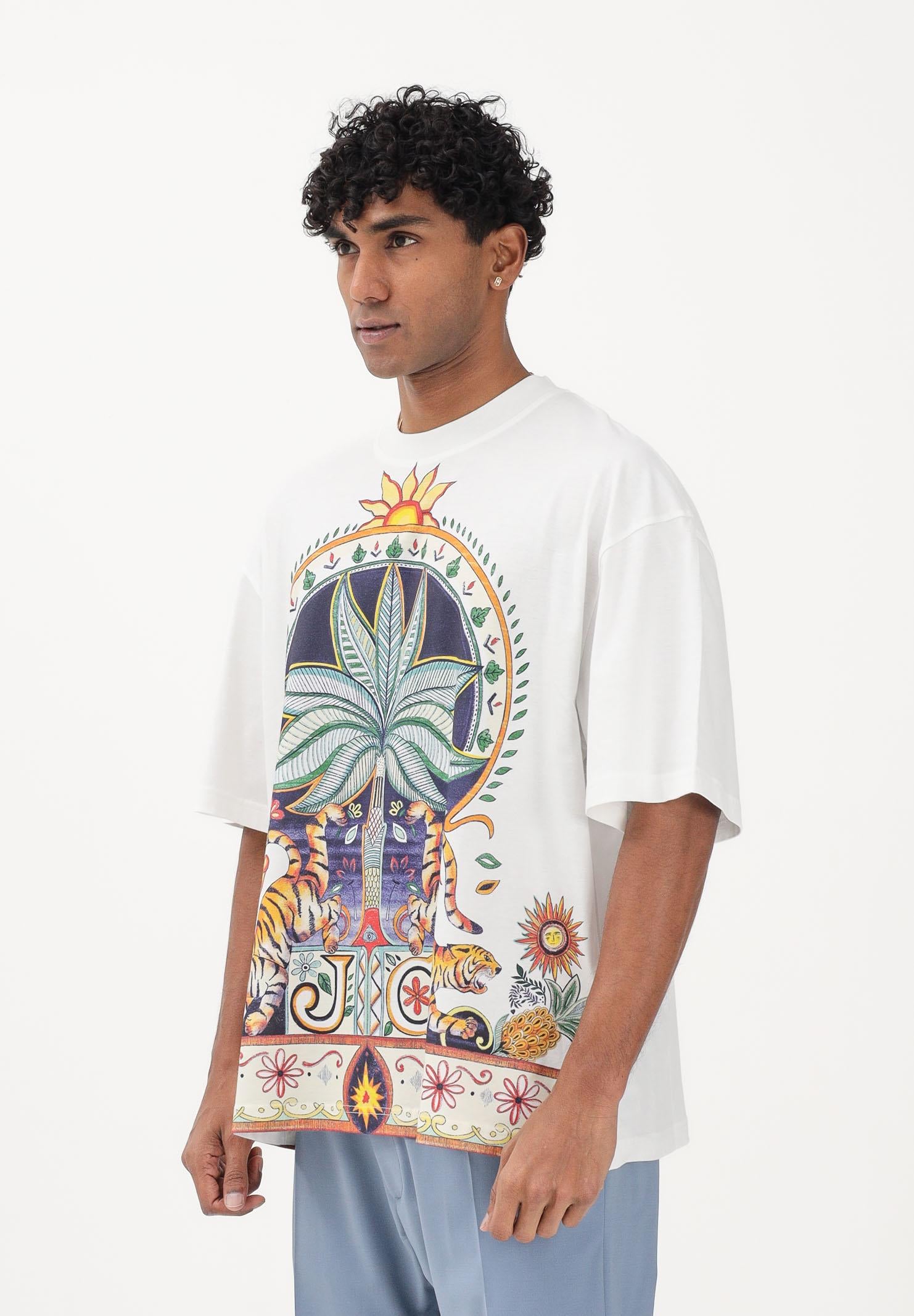 JUST CAVALLI T-shirt a manica corta bianca da uomo con stampa 80OAHE19CJ110 004 JUST CAVALLI 