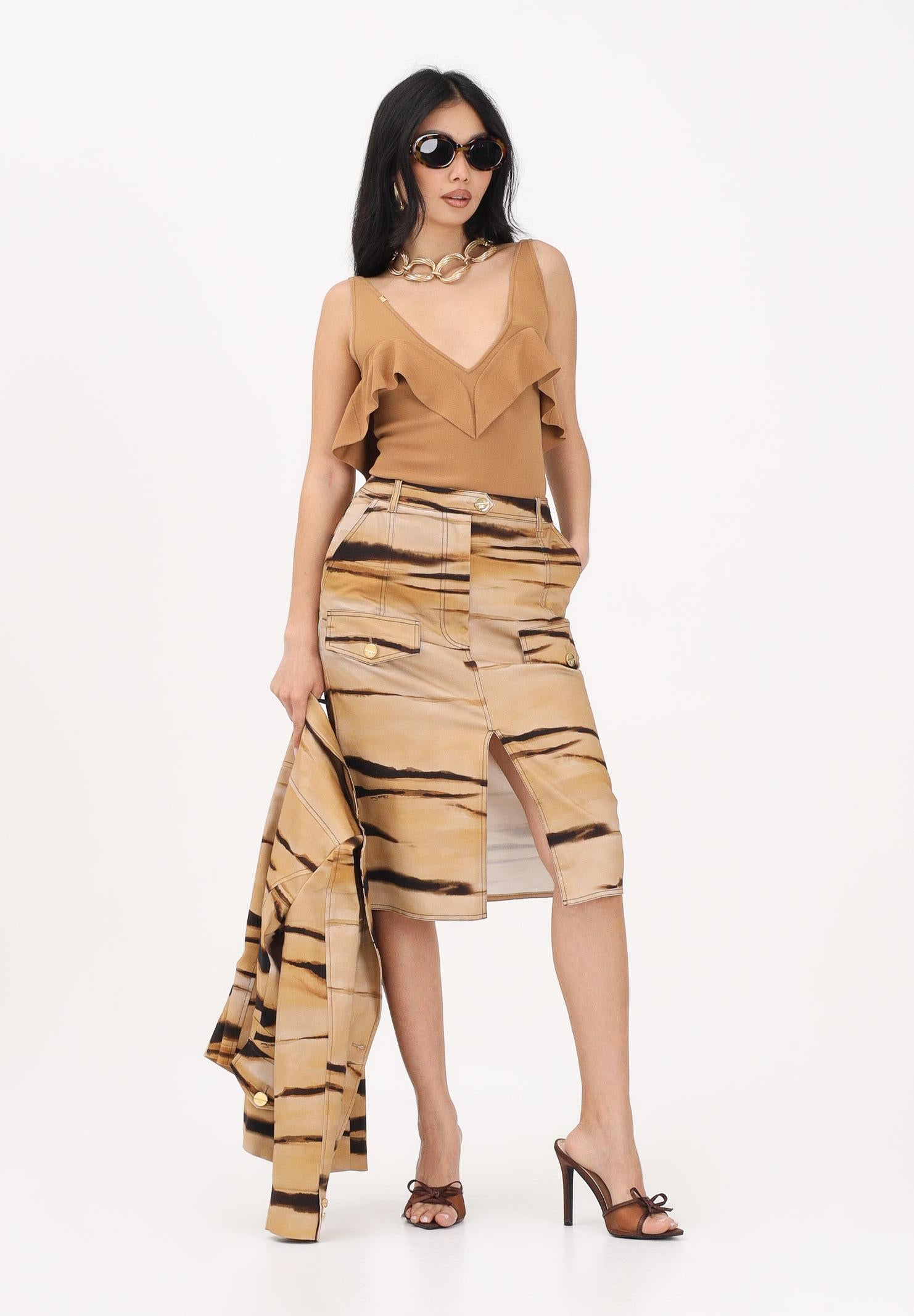 ELISABETTA FRANCHI Body cammello da donna con volant BK86B62E2 AI6 ELISABETTA FRANCHI 