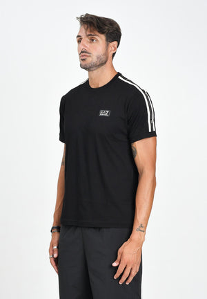 EA7 T-shirt a manica corta nera da uomo con bande logate 7M000956AF10375 UC001 EA7 