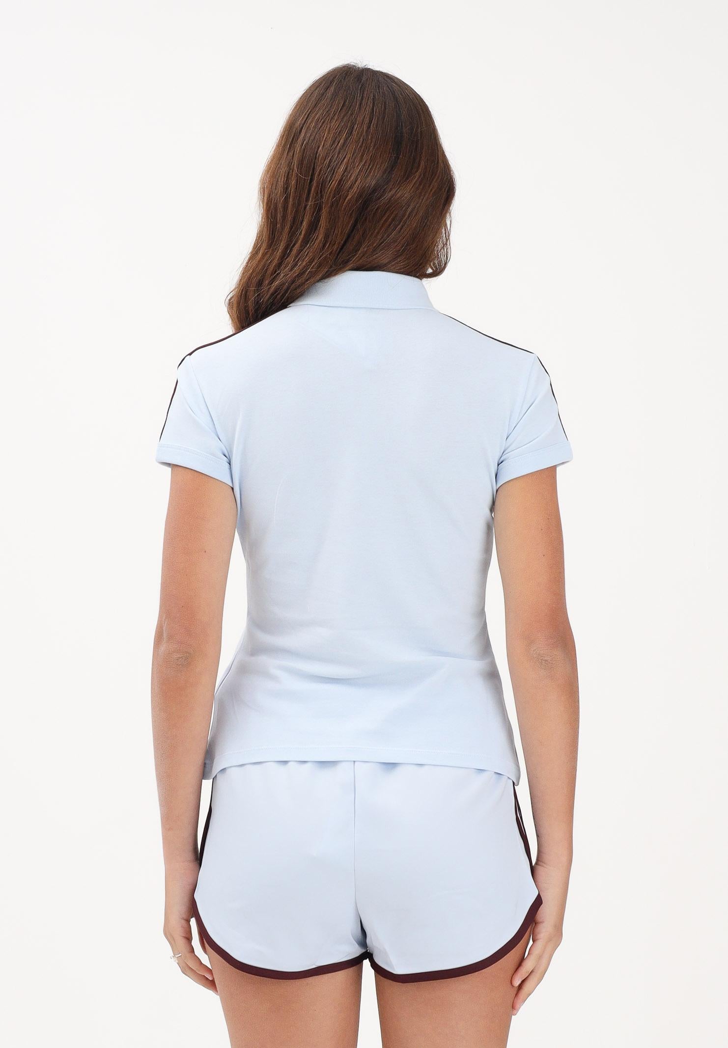 ADIDAS ORIGINALS Polo a manica corta 3 Stripes celeste da donna KD3698 . ADIDAS ORIGINALS 