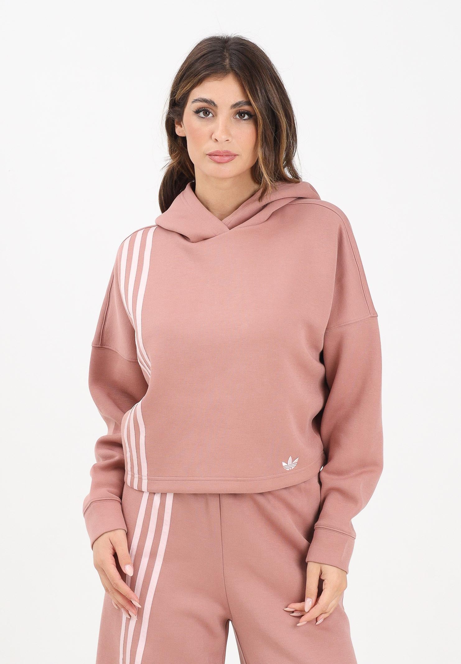 ADIDAS ORIGINALS Felpa con cappuccio 3- Stripes rosa da donna JW3601  ADIDAS ORIGINALS 