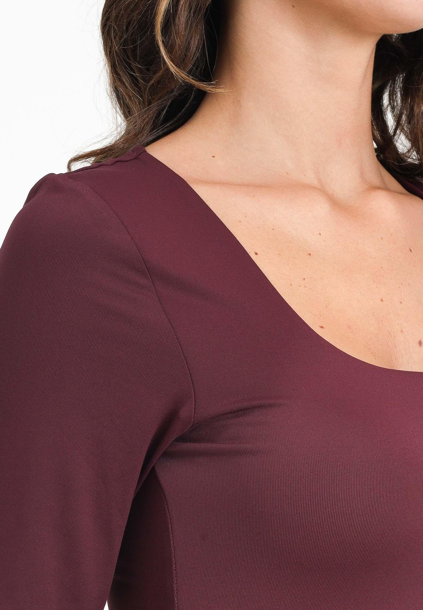 ONLY T-shirt a manica lunga bordeaux da donna