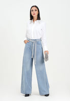 ODI ODI Jeans palazzo Murano in denim chiaro da donna impreziositi da strass MURANO100W5 C9 ODI ODI 