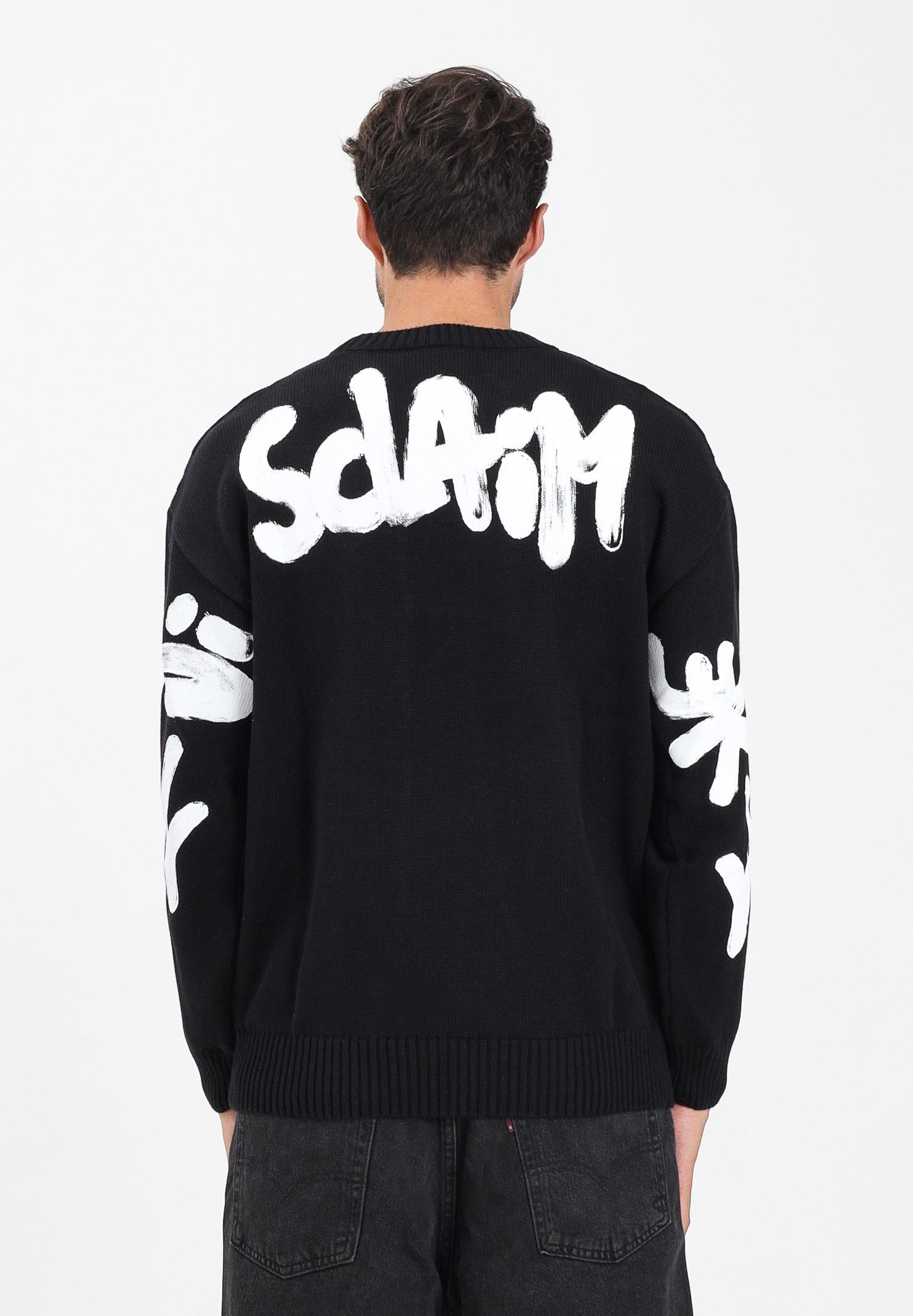 DISCLAIMER Maglioncino girocollo nero da uomo con stampa logo 25IDS55116 NEBI DISCLAIMER 