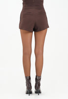 ELISABETTA FRANCHI Shorts marrone da donna con fascia craquelé SH01256E2 EA3 ELISABETTA FRANCHI 