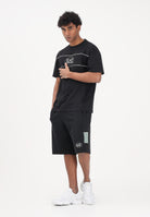 EA7 Shorts sportivo nero da uomo con inserti a contrasto laterali 7M001709AF12660 UC001 EA7 