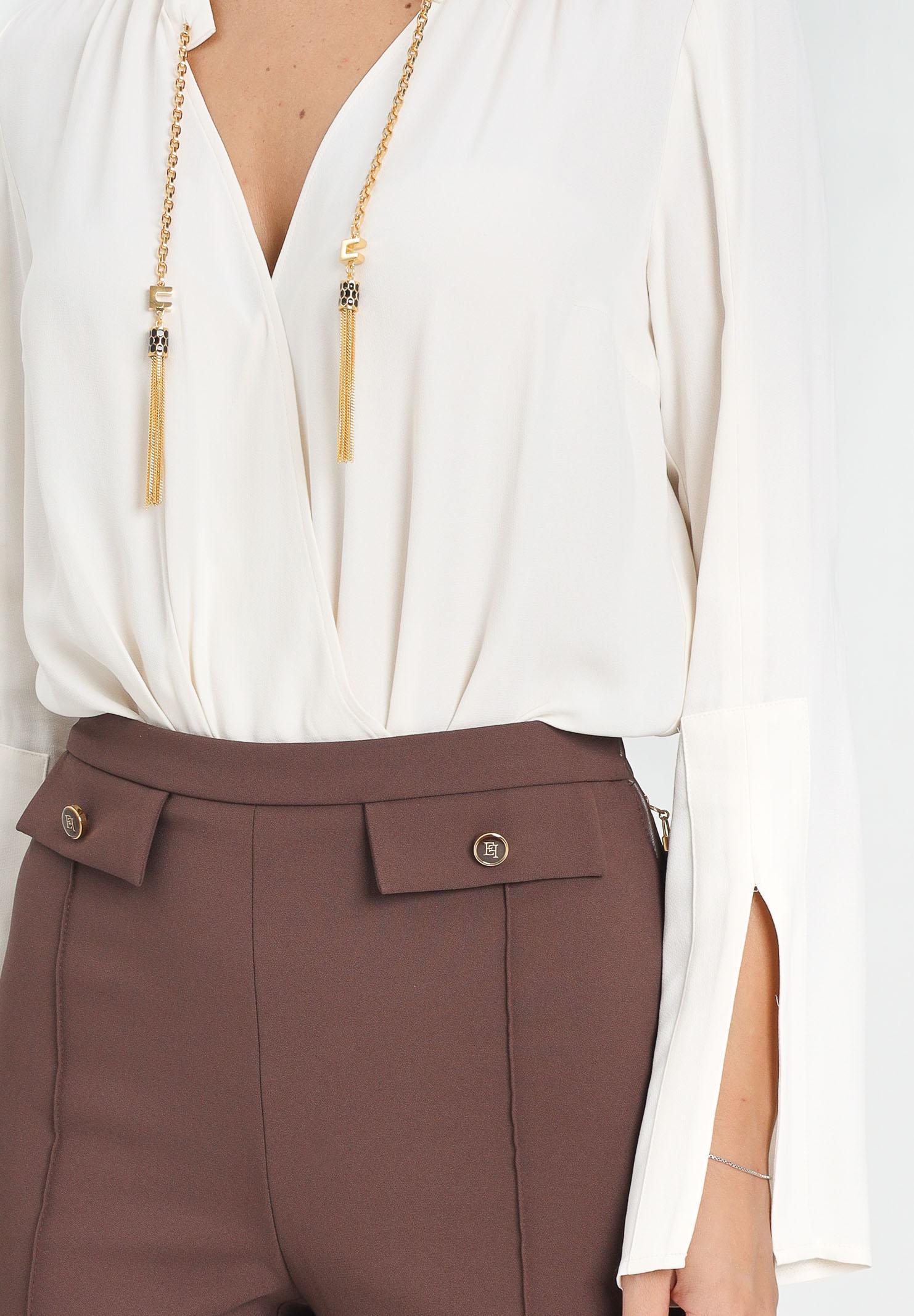 ELISABETTA FRANCHI Body panna da donna con dettagli gioiello CB00557E2 DZ9 ELISABETTA FRANCHI 