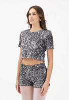 VICOLO T-shirt a manica corta grigia da donna ricoperta di strass TF0455 AR VICOLO 