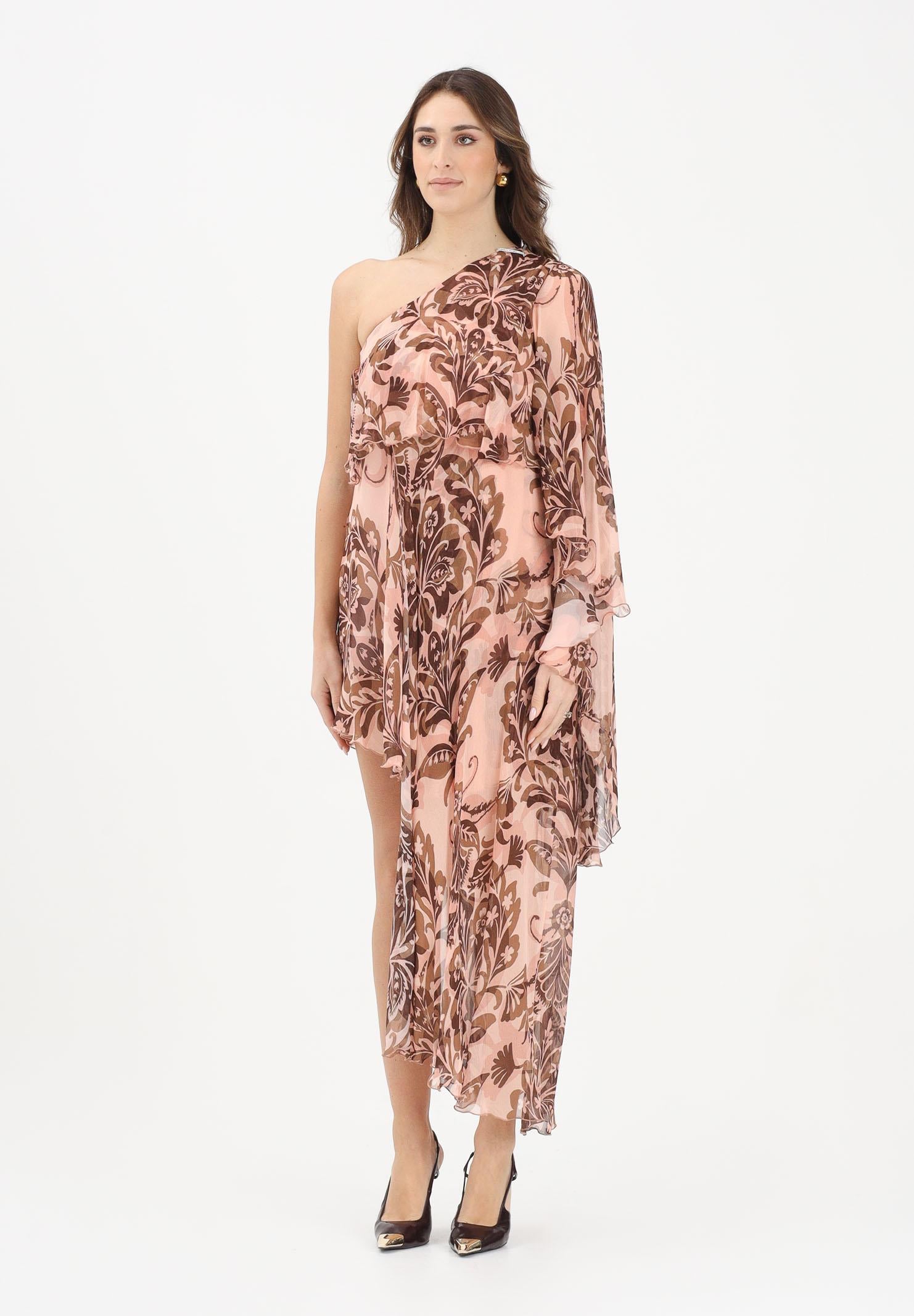 SIMONA CORSELLINI Abito asimmetrico rosa da donna con fantasia floreale P26CPAB03101 V0697 SIMONA CORSELLINI 