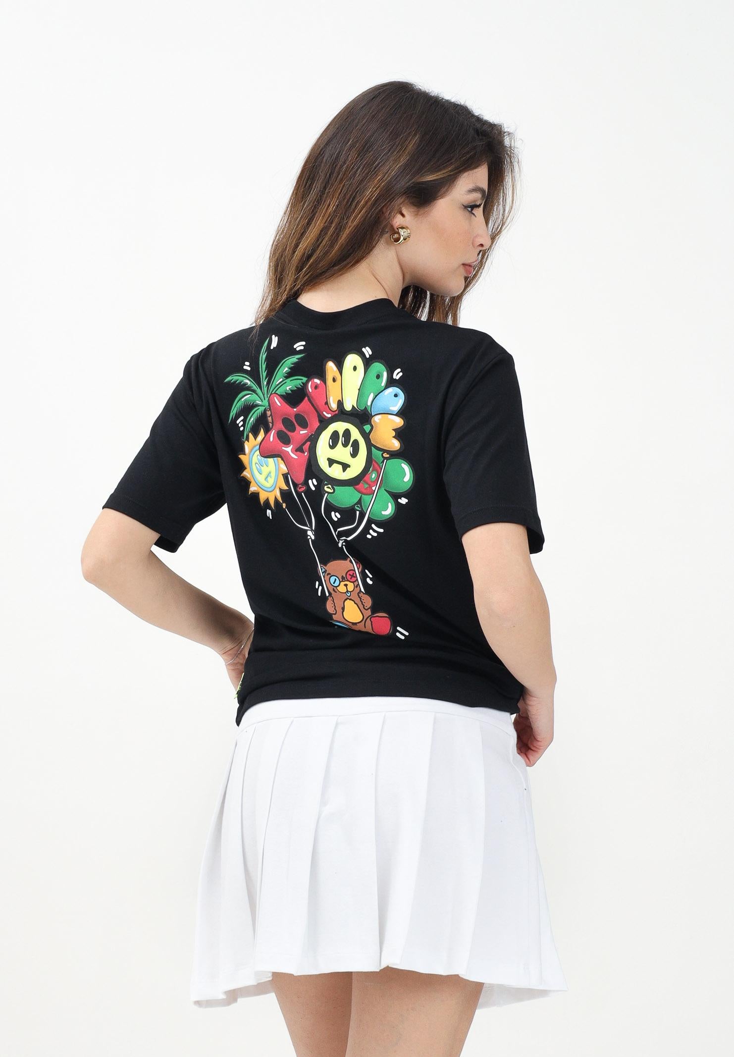 BARROW T-shirt a manica corta nera per donna, ragazzi e bambini con stampa teddy sul retro S5BKJUTH072 110 BARROW 