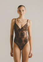 SANTAS Body RADIANCE marrone da donna con ricamo in pizzo floreale PV2615 MA SANTAS 