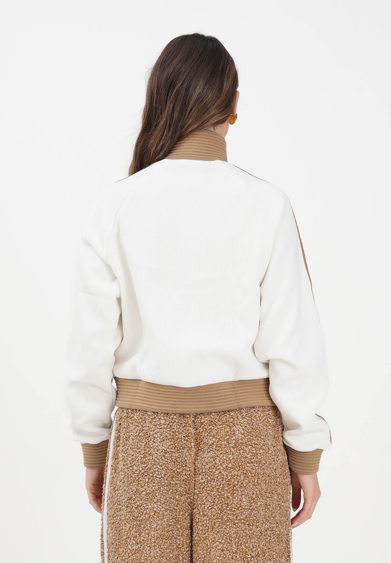 ADIDAS ORIGINALS Felpa con zip ADIDAS ORIGINALS VELOUR bianca e beige da donna KR0062  ADIDAS ORIGINALS 