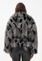 VICOLO Pelliccia grigia e nera da donna con cintura TF1691 GR VICOLO 