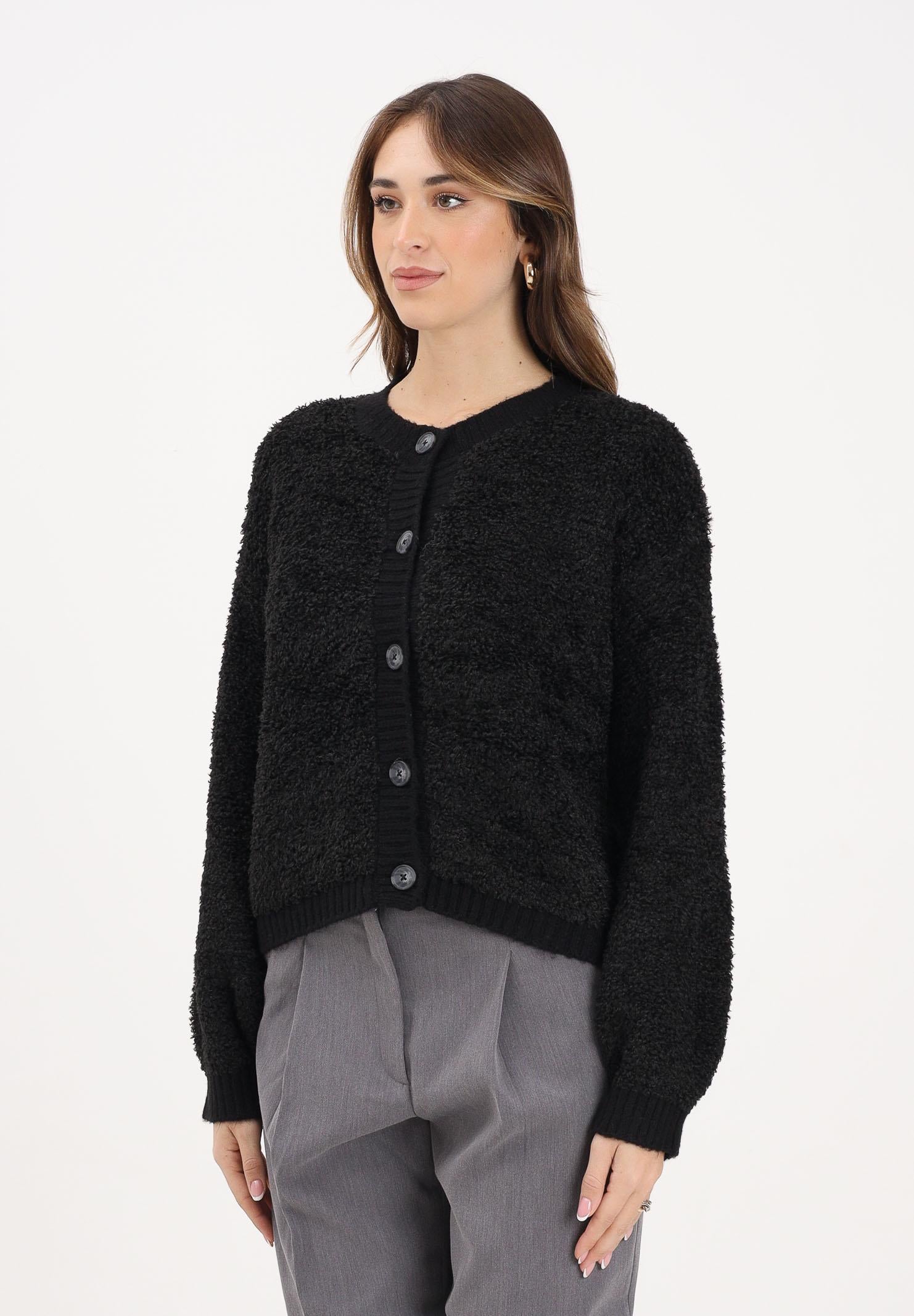 JDY Cardigan nero da donna in maglia bouclé 15337012 Black JDY 