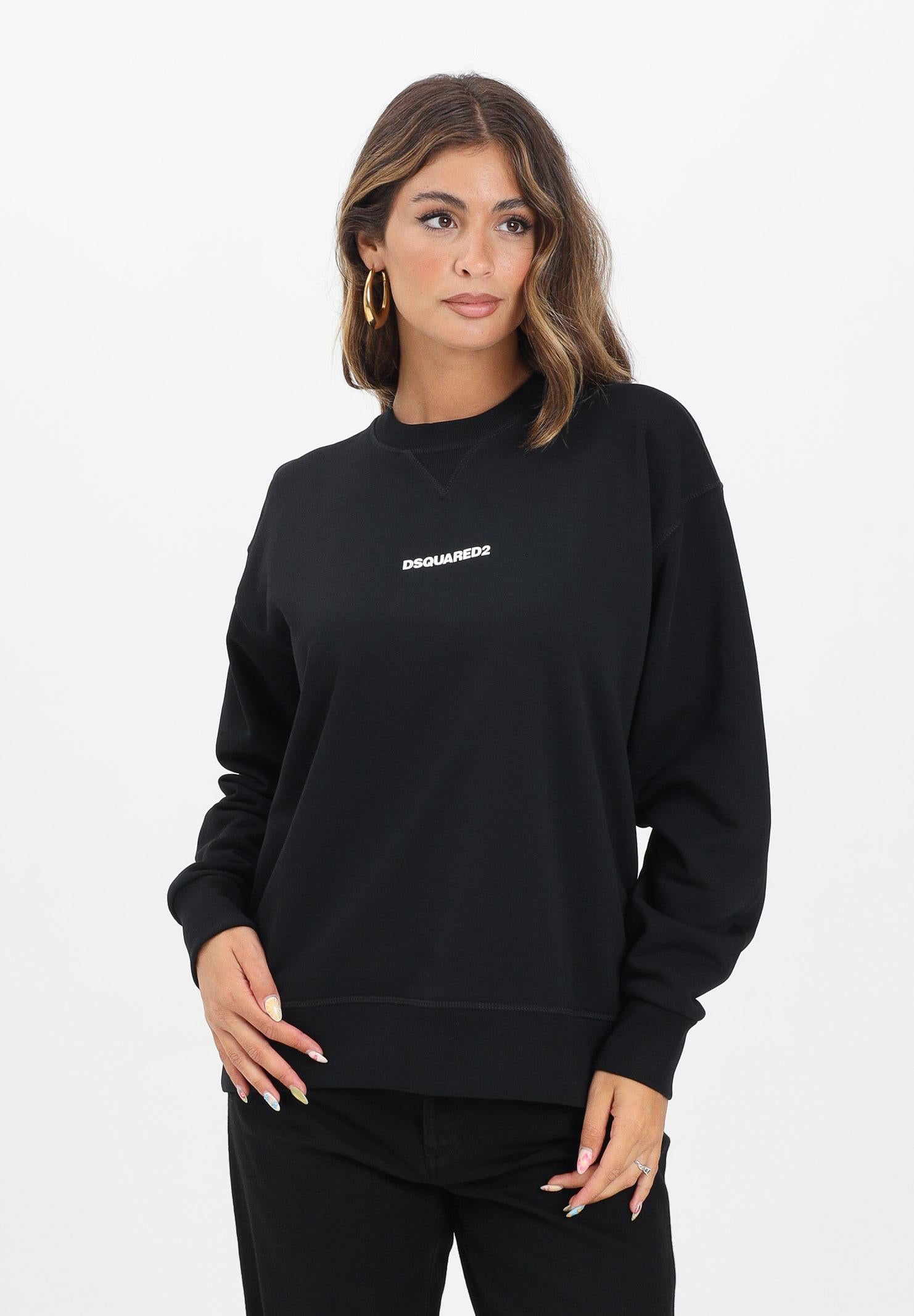 DSQUARED2 Felpa girocollo nera per donna, ragazzi e bambini con stampa logo DQ2739D0094 DQ900 DSQUARED2 