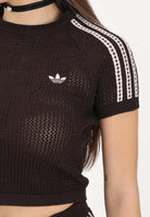 ADIDAS ORIGINALS Maglia a manica corta KNITTED CROCHET CALI marrone da donna KC6480 . ADIDAS ORIGINALS 