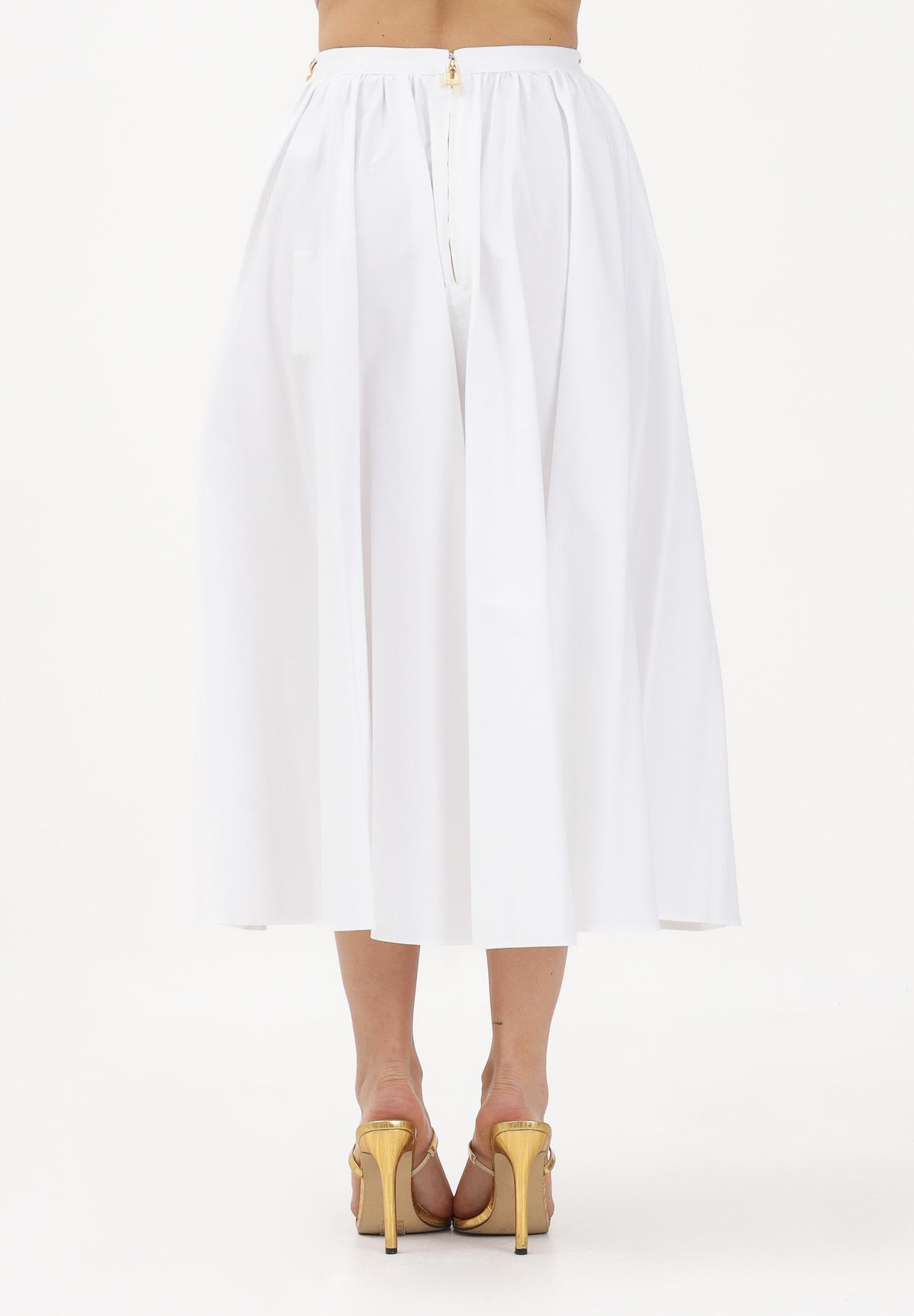 ELISABETTA FRANCHI Gonna midi bianca da donna con dettaglio gioiello GO16061E2 100 ELISABETTA FRANCHI 