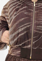 JUST CAVALLI Bomber marrone da donna con fantasia animalier 80PAS413CJDP6 R83 JUST CAVALLI 