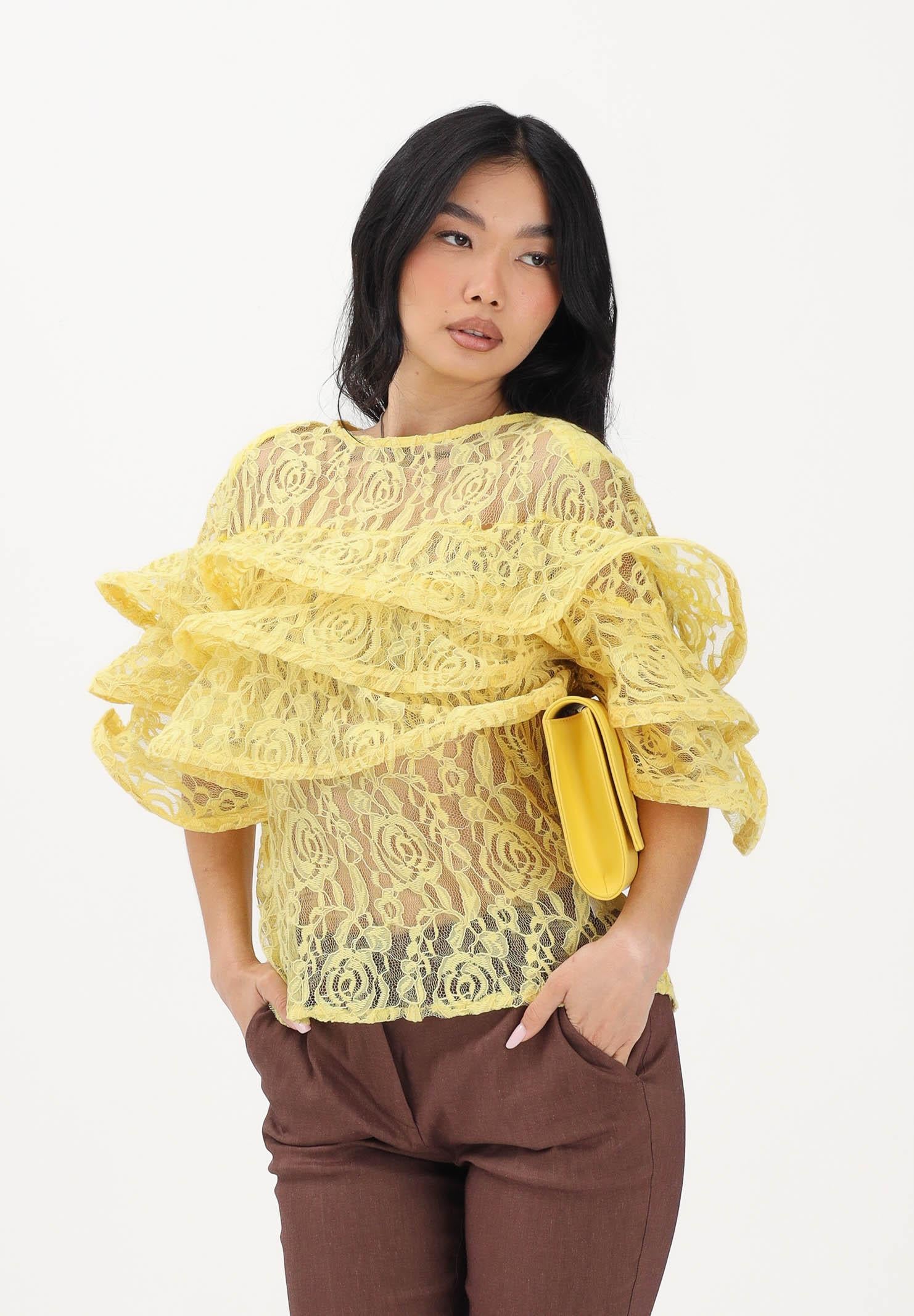 ODI ODI Blusa gialla da donna in pizzo floreale DAVOLI230S6 D9 ODI ODI 