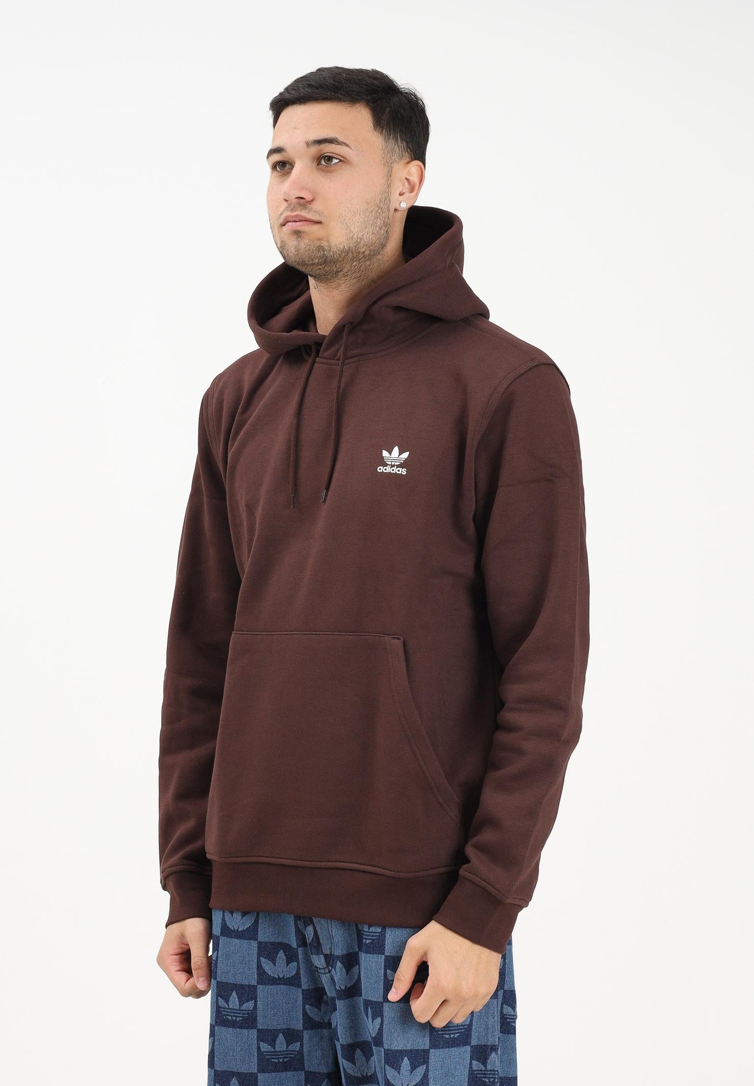 ADIDAS ORIGINALS Felpa con cappuccio ESSENTIAL REGULAR FLEECE marrone da uomo HY2083 . ADIDAS ORIGINALS 