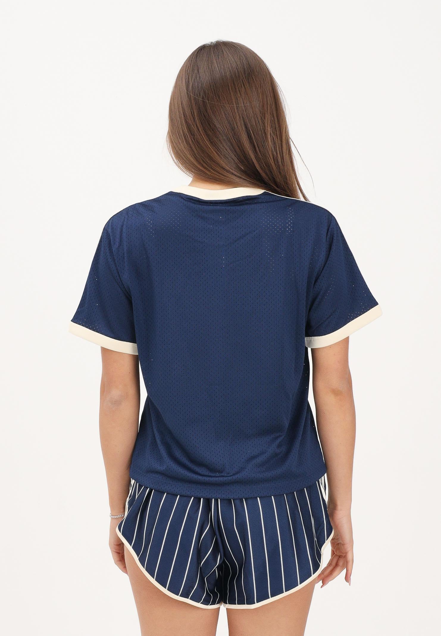 ADIDAS ORIGINALS t-shirt Lineaer in Mesh Night Indigo / Warm Vanilla blu navy e panna donna. KS9841 . ADIDAS ORIGINALS 
