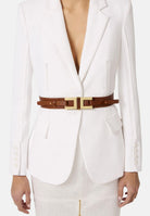 ELISABETTA FRANCHI Cintura cognac da donna con dettaglio logo CT50S61E2 027 ELISABETTA FRANCHI 