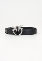 PINKO Cintura Love Birds in morbida pelle mano seta nera da donna 100125A0F1 Z99O PINKO 