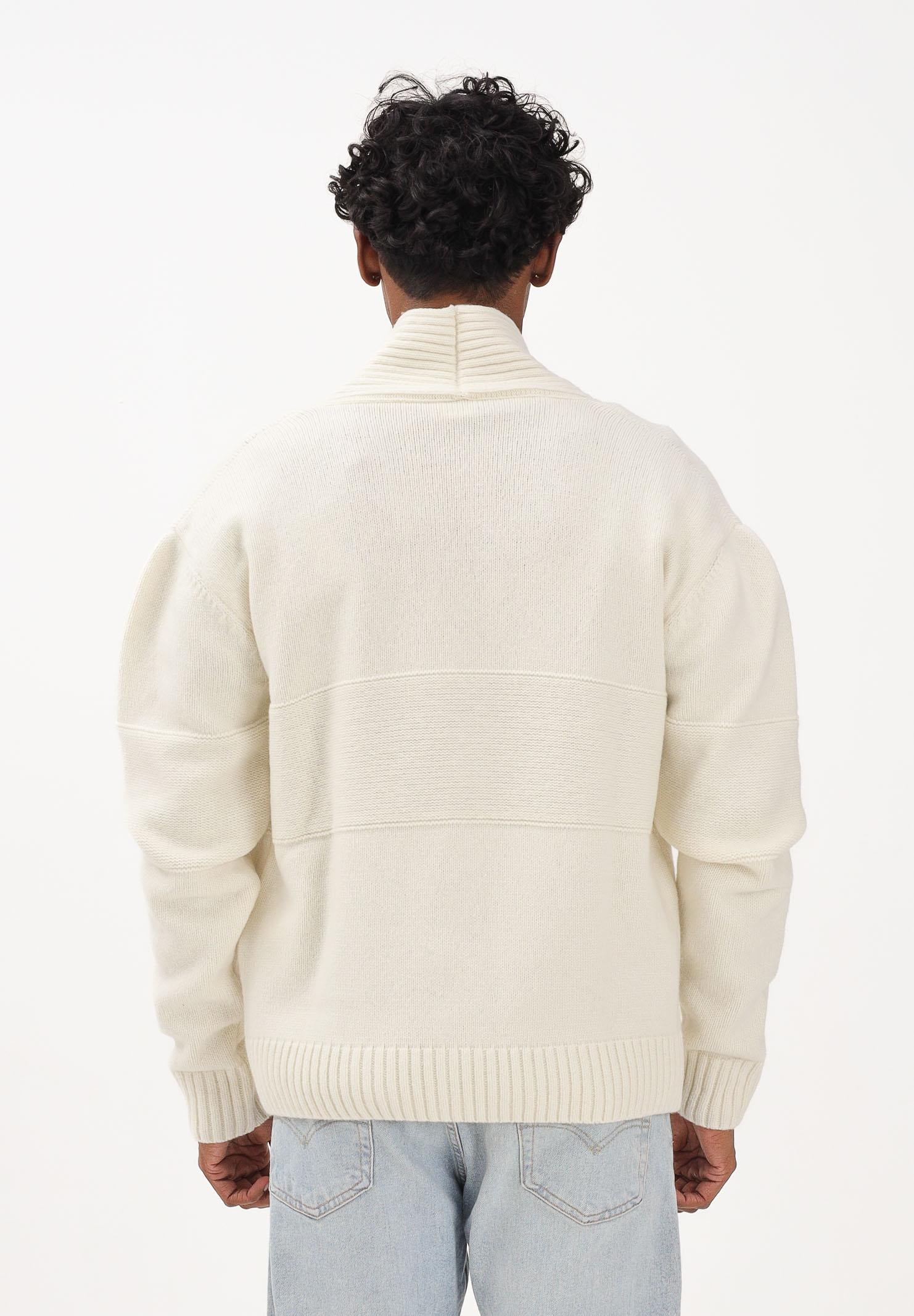 GCDS Cardigan panna per uomo e donna con logo B2CM1804KI8 15 GCDS 