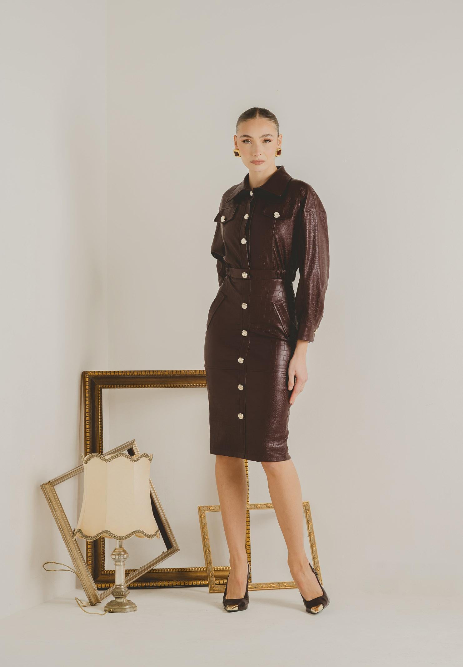 SANTAS Abito midi MYSTÈRE bordeaux da donna PV2618 BO SANTAS 