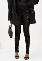 VERSACE JEANS COUTURE Leggings nero da donna con motivo Liquify Logomania vellutato 79HAC101JS490 899 VERSACE JEANS COUTURE 