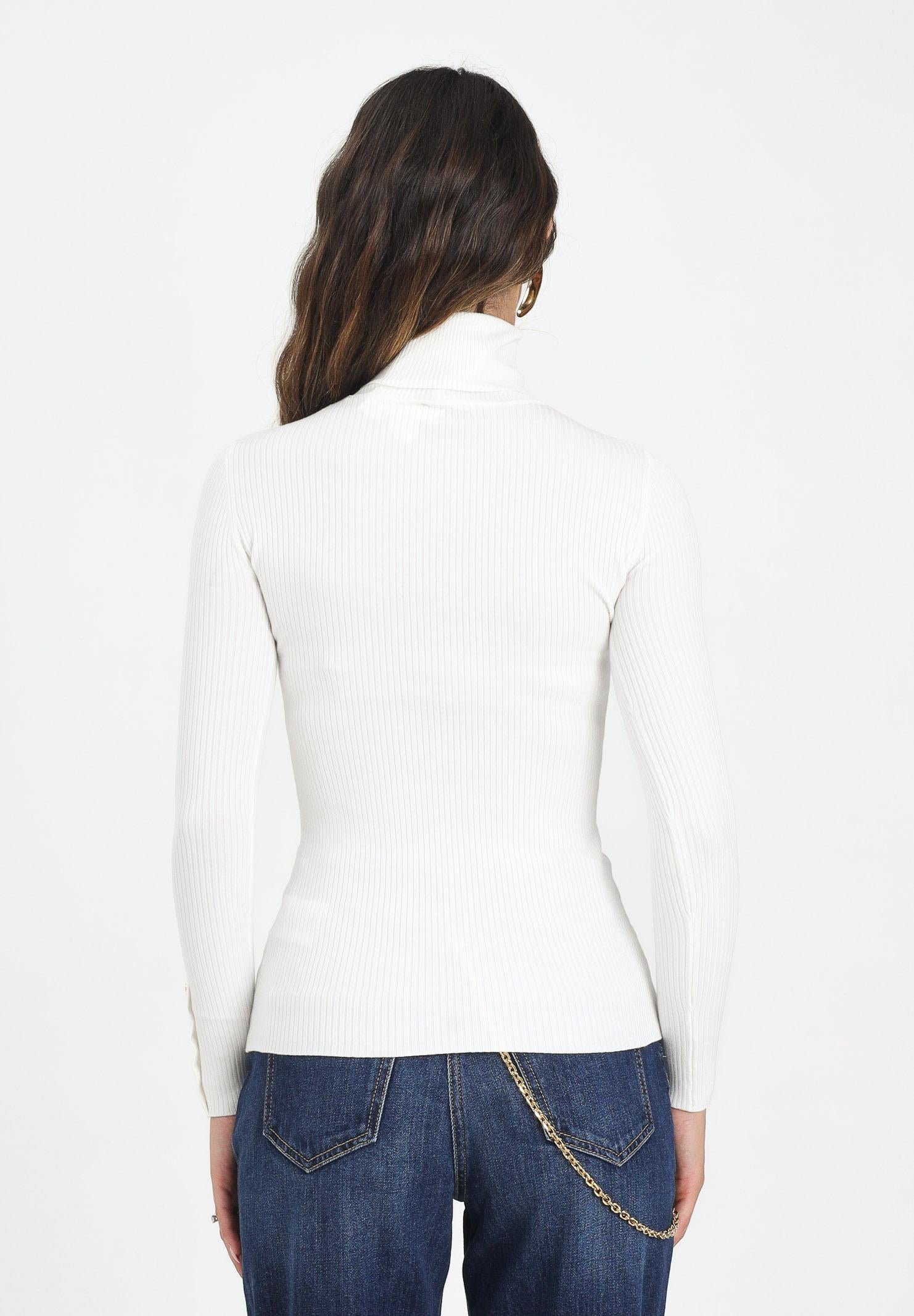 ELISABETTA FRANCHI Maglioncino a collo alto avorio da donna con taschino MK11B56E2 360 ELISABETTA FRANCHI 